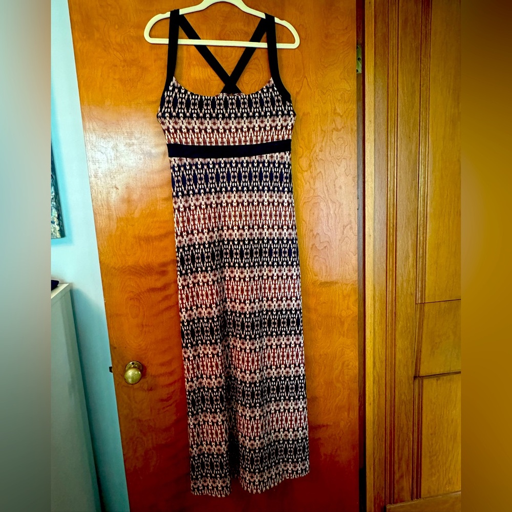 Eddie Bauer Navy / Brown Batik Maxi Dress, Size L